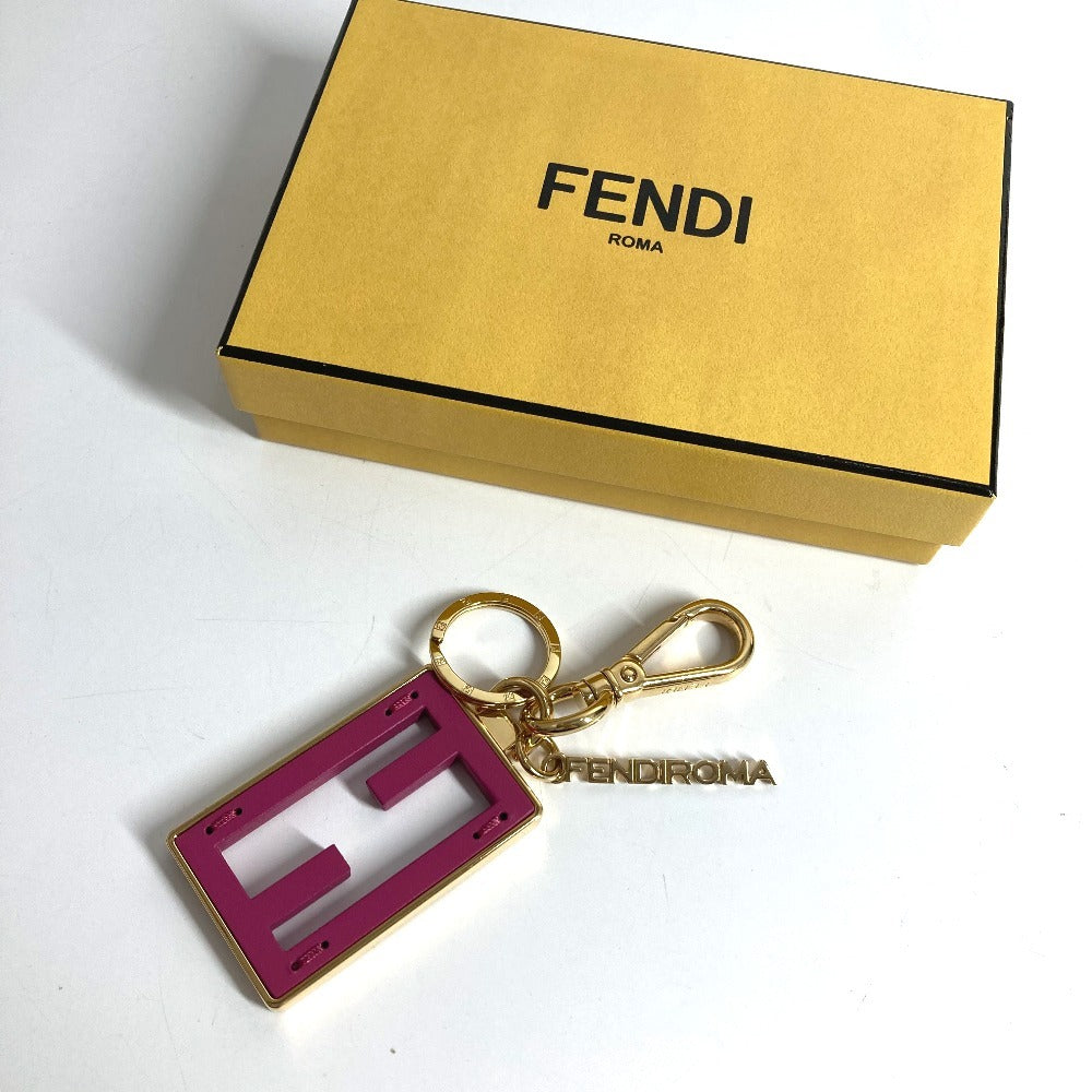 FENDI 7AS229 BAGUETTE Baguette Logo Bag Charm Keychain Metal Unisex Pink Purple