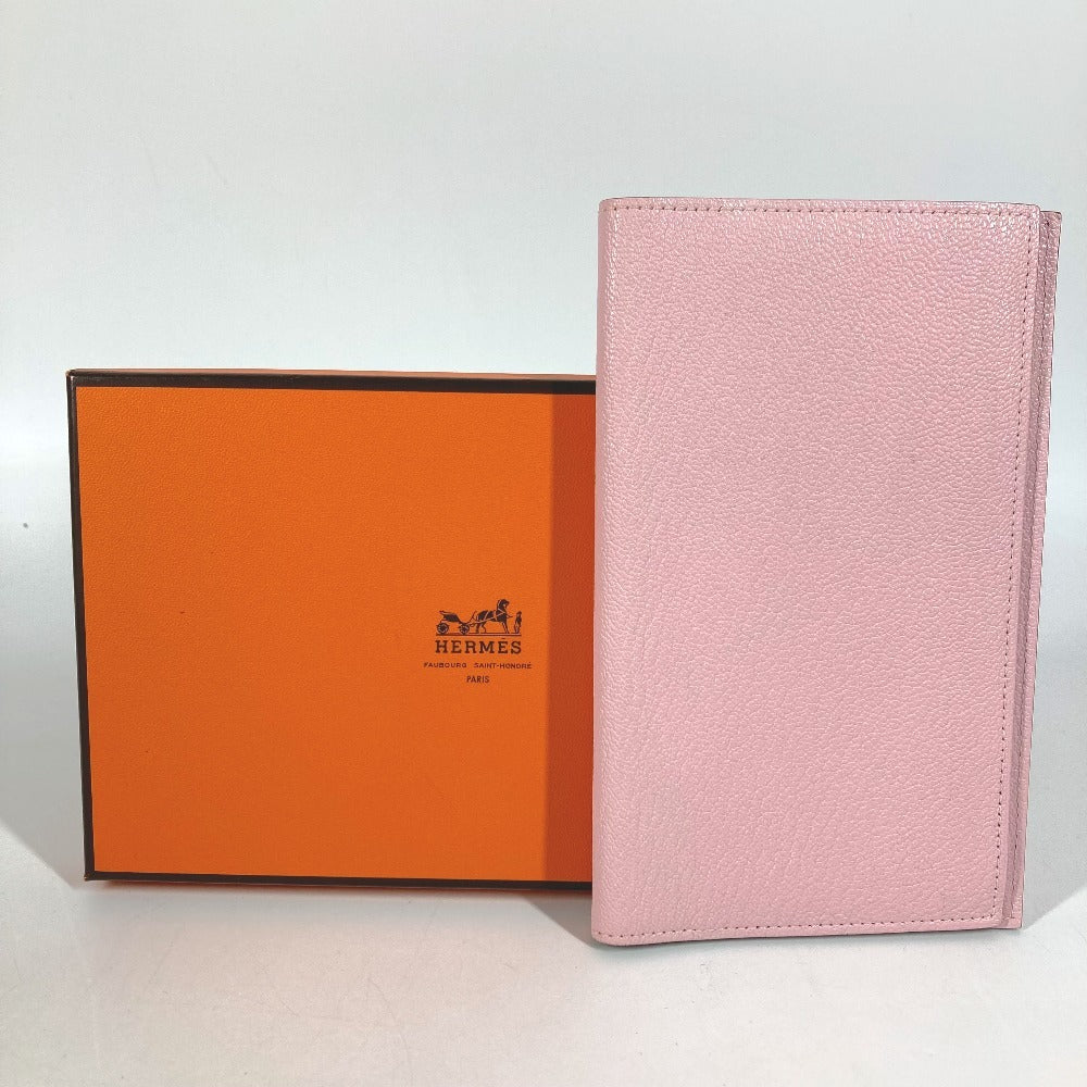 HERMES สมุดจด Agenda Vision 2 พับ, สมุดโน้ตระบบ Agenda Vision, กล่องเครื่องเขียน, ปกสมุดบันทึก, หนังแพะ, Unisex, สี Rose Sakura ชมพู