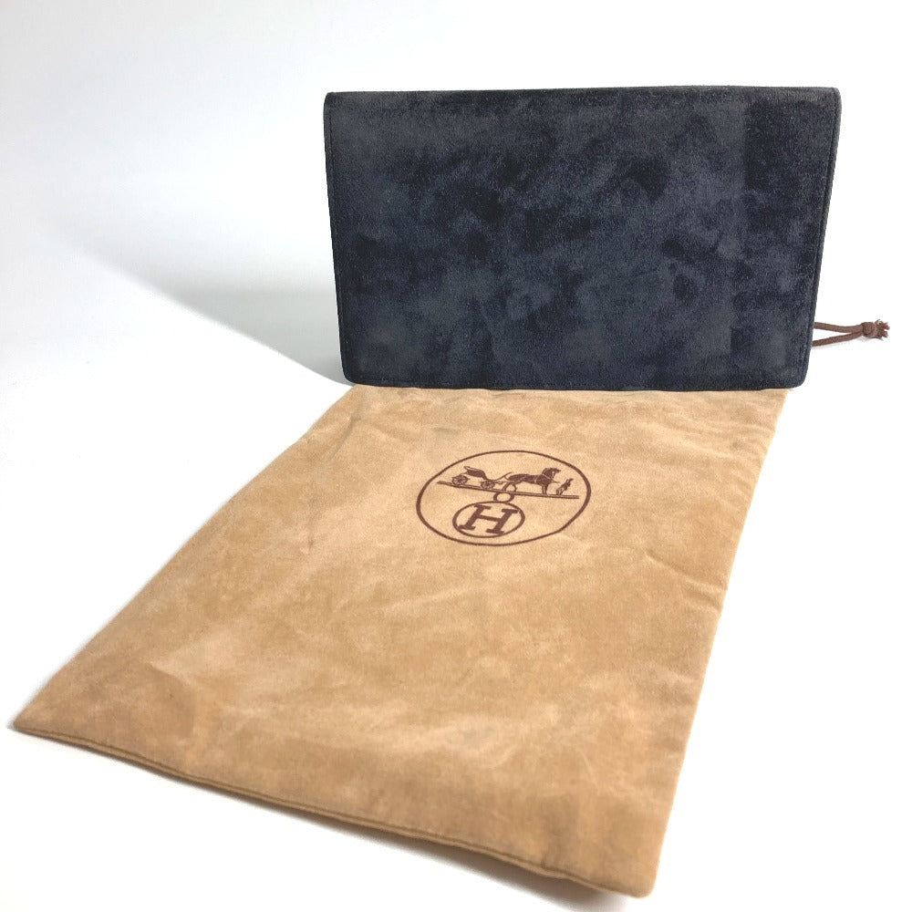 HERMES Vintage Flap Clutch Bag, Pouch, Second Bag, Dobris, Unisex, Navy