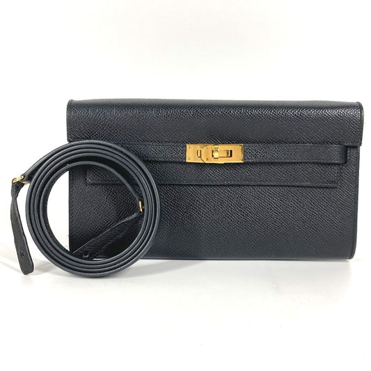 HERMES ショルダーウォレット ケリーウォレット ロング トゥーゴー カバン ショルダーバッグ ポシェット 長財布 エプソン ユニセックス ブラック