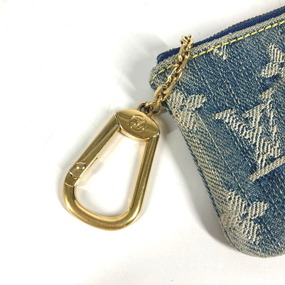 LOUIS VUITTON M95343 Monogram Denim Pochette Cle Wallet with Coin Purse and Key Ring, Monogram Denim, Unisex, Blue