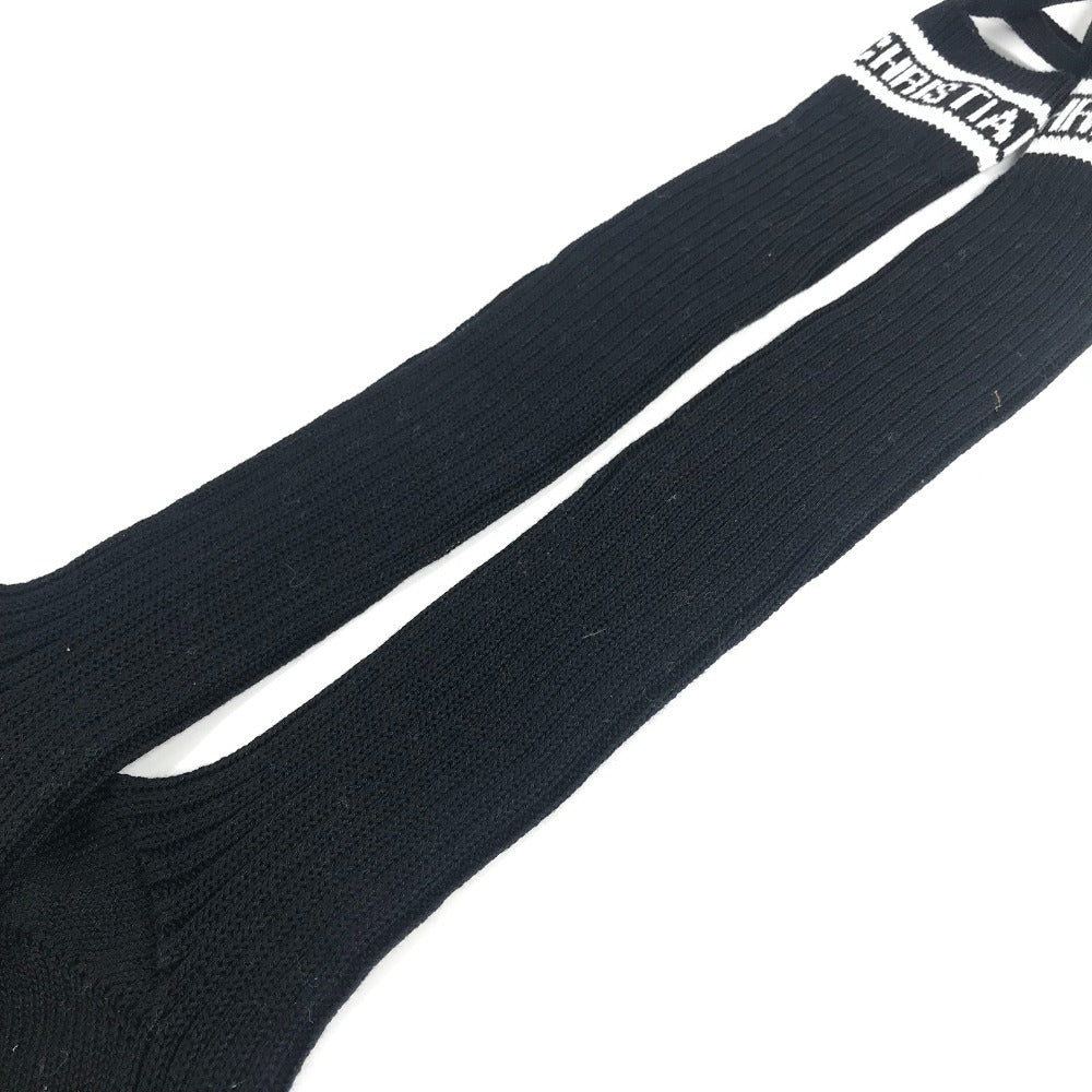 Dior Ribbon Logo Knee-High Socks, Two-Tone Cotton, Women's, Black