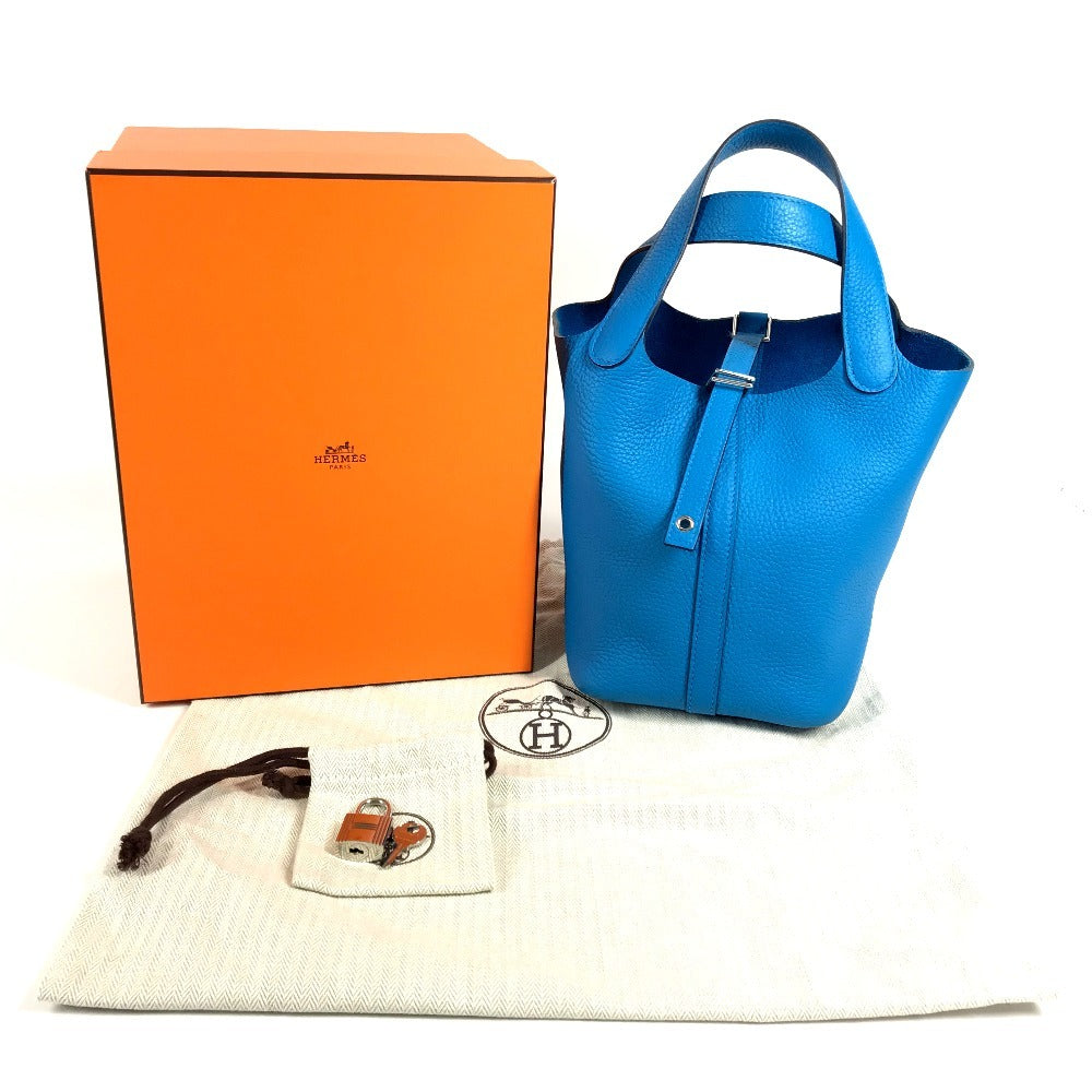HERMES PicotinLock PM PicotinLock PM Bag Tote Bag Hand Bag Taurillon Clemence Blue Frida blue/SilverHardware Used