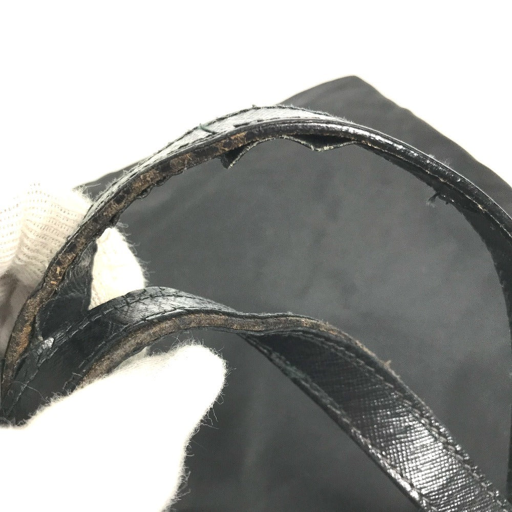 PRADA triangle logo triangle logo plate Tote Bag Shoulder Tote Shoulder Bag Leather / Nylon Black Used