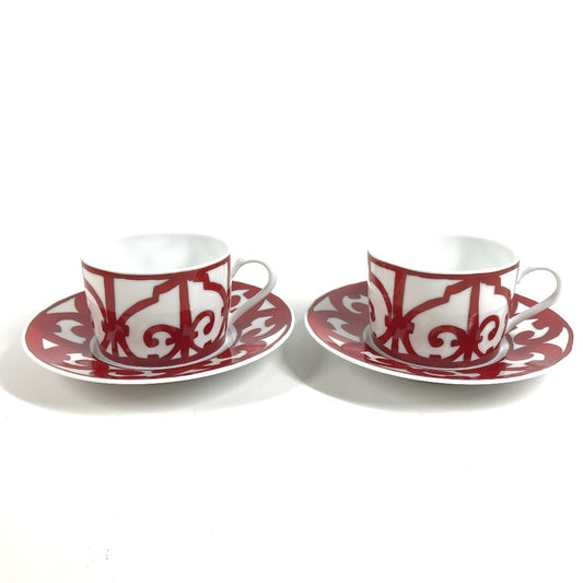 HERMES ガダルキヴィール 食器 カップ&ソーサー 2客セット ペア 皿 コップ マグカップ コーヒーカップ ティーカップ 陶器 レディース ホワイト