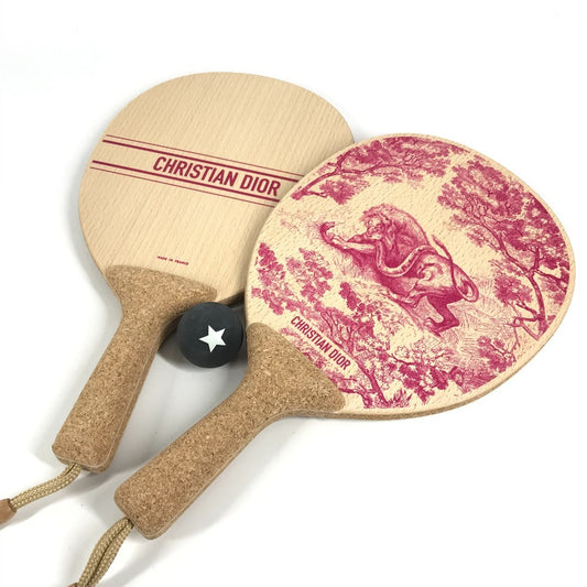 Dior Toile de Jouy Beach Racquet Set (2 racquets, ball, sports, interior decor, wood, unisex, pink)