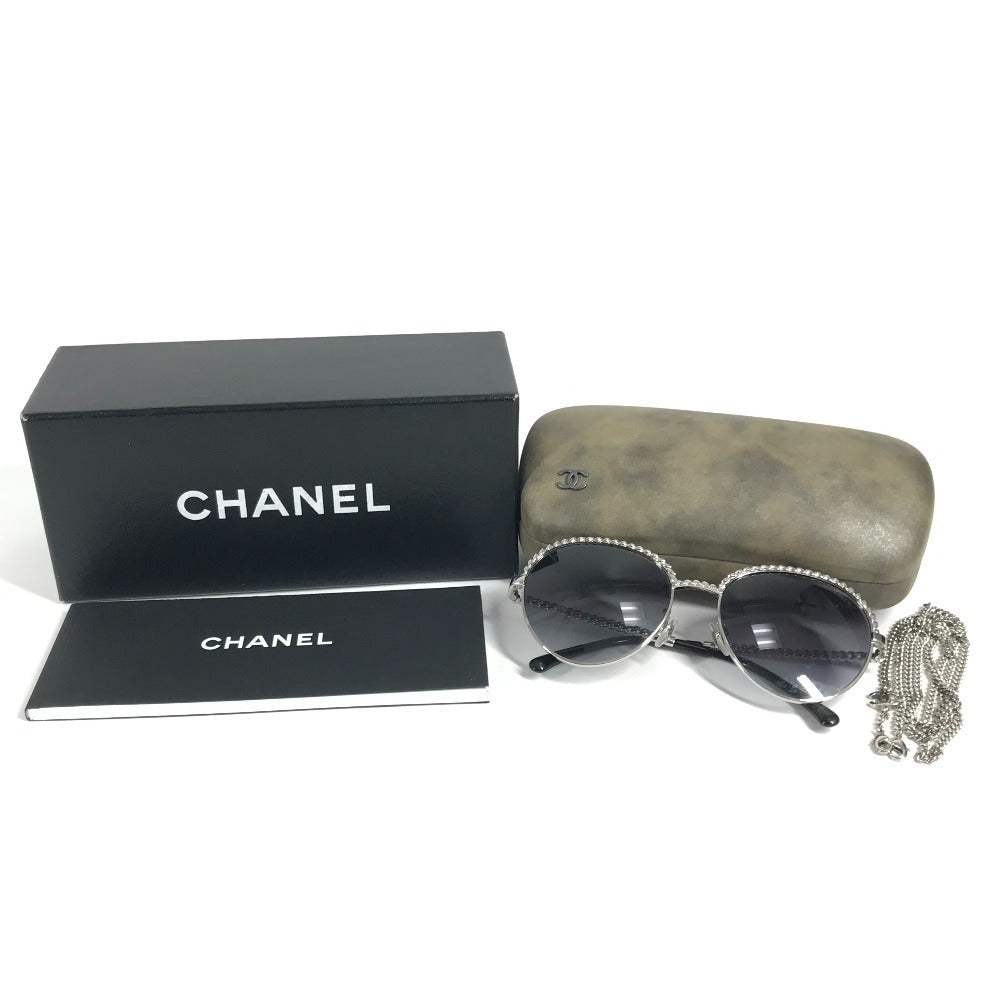 CHANEL 4242 CC ロゴ ココマーク チェーン めがね メガネ アイウェア 眼鏡 サングラス プラスチック レディース ブラック