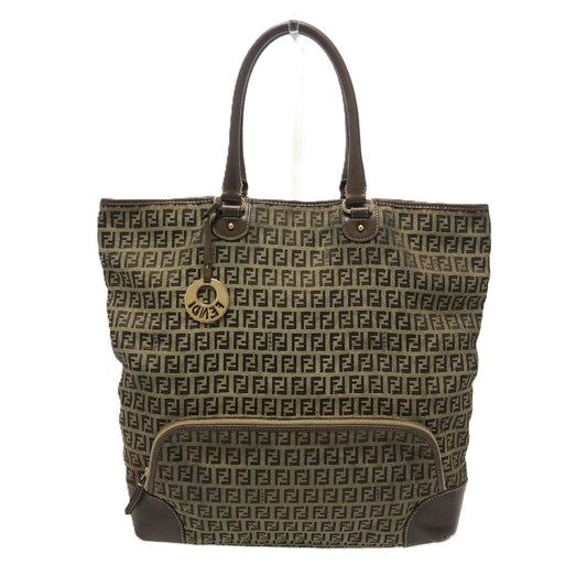 FENDI Zucchino Bag Tote Bag Handbag Shoulder Bag Canvas/Leather Unisex Beige