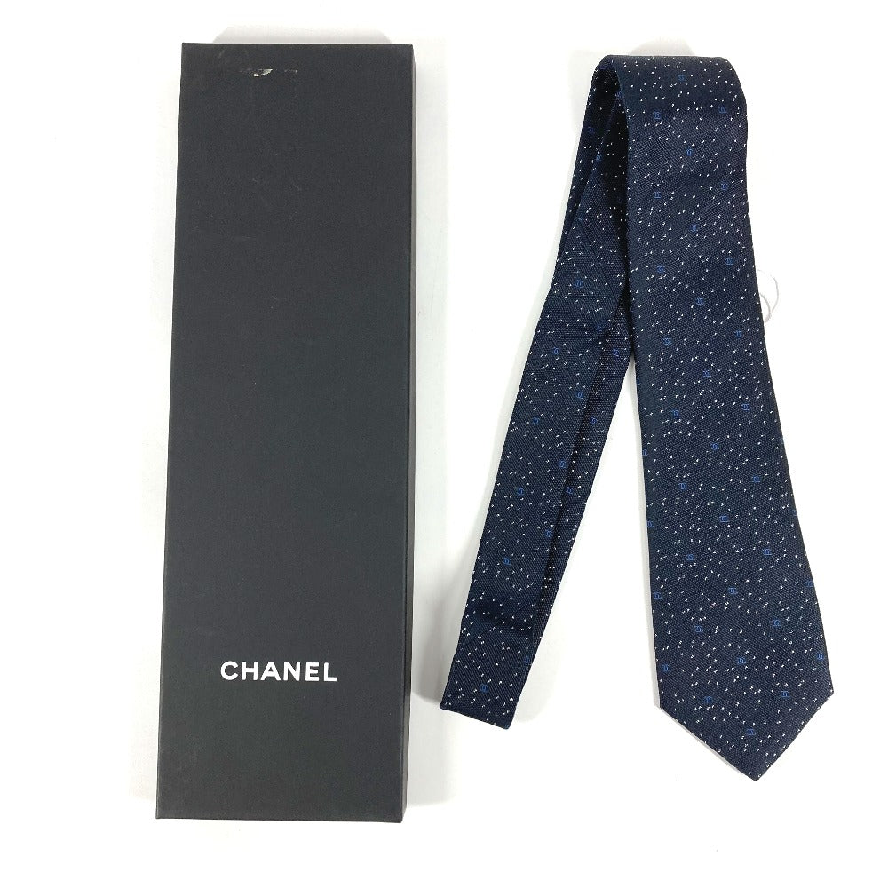 CHANEL CC ココマーク ロゴ アパレル ネクタイ ネックウェア ファッション小物 ネクタイ シルク メンズ ネイビー