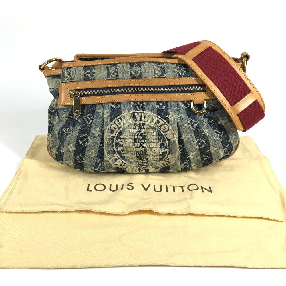 LOUIS VUITTON M95334 Monogram Denim Porte Épaule Rayures MM Shoulder Bag Monogram Denim Canvas Unisex Blue