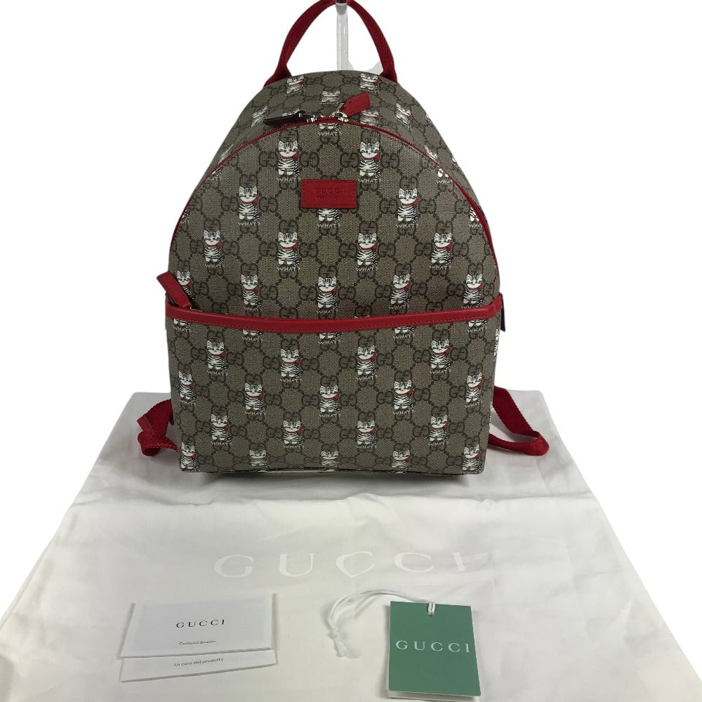 GUCCI 782708 GG Supreme Cat Backpack GG Supreme Canvas Kids Beige