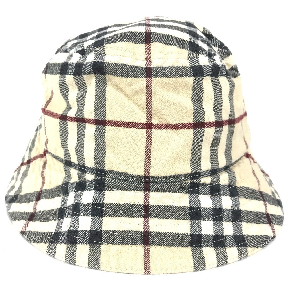BURBERRY 8075650 Check Hat Bucket Hat Bob Hat Cotton Women's Beige