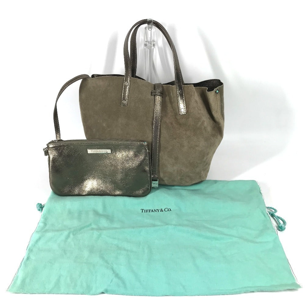 TIFFANY&Co. ポーチ付き ロゴ カバン トートバッグ ハンドバッグ レザー/スエード レディース ゴールド系