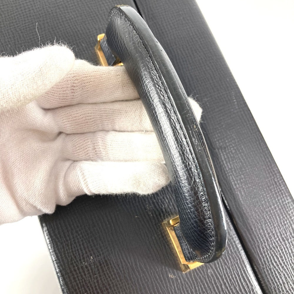 LOEWE ヴィンテージ ロゴ アナグラム アタッシュケース カバン トートバッグ ビジネスバッグ BOX ハンドバッグ レザー レディース ブラック