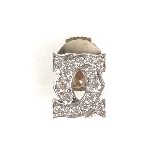 CARTIER Jewelry Accessories Entrelaces Diamond 2C Logo Single Earring 750 Gold K18 18K WG750 Unisex Silver