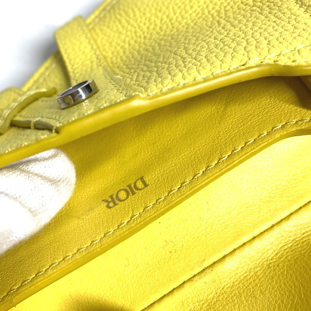 Dior 2ADKH127YMJ サドル CDロゴ バッグチャーム カードケース コインケース 財布 キーホルダー ポーチ レザー ユニセックス イエロー