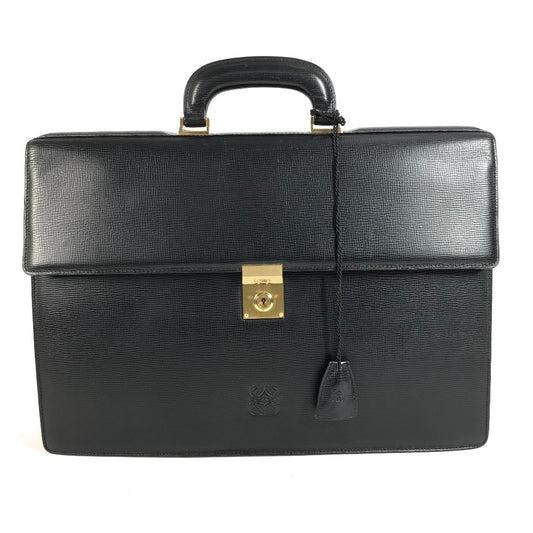 LOEWE ヴィンテージ ロゴ ビジネスバッグ アナグラム カバン 書類バッグ ブリーフケース ハンドバッグ レザー ユニセックス ブラック