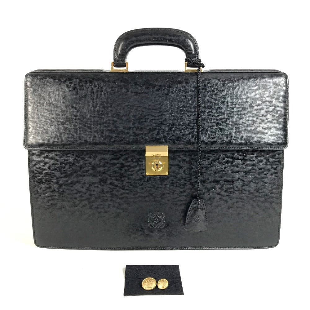 LOEWE ヴィンテージ ロゴ ビジネスバッグ アナグラム カバン 書類バッグ ブリーフケース ハンドバッグ レザー ユニセックス ブラック