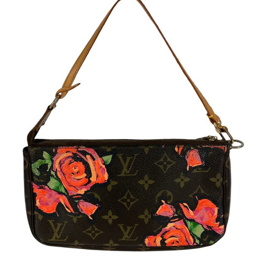 LOUIS VUITTON M48615 モノグラムローズ バラ 薔薇 ポシェットアクセソワール カバン ハンドバッグ ショルダーバッグ ポーチ モノグラムキャンバス レディース ブラウン