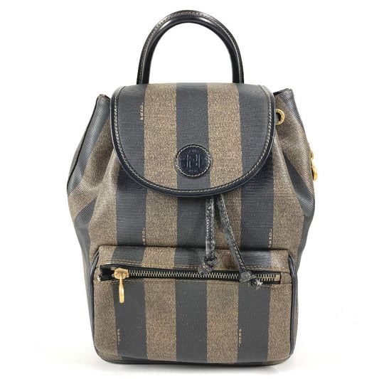 FENDI ヴィンテージ ペカン ロゴ カバン バックパック リュックサック PVC/レザー ユニセックス カーキ