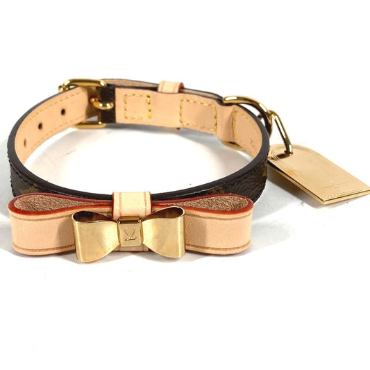 LOUIS VUITTON M58073 ペットカラー モノグラム 犬 ペット コリエバクスターXS りぼん リボン 首輪 モノグラムキャンバス ユニセックス ブラウン