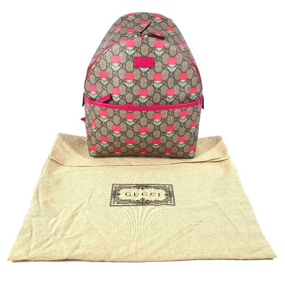 GUCCI 782708 キムスンヨン GGスプリーム ロゴ フラワー 花 チューリップ カバン バックパック リュックサック GGスプリームキャンバス キッズ ベージュ