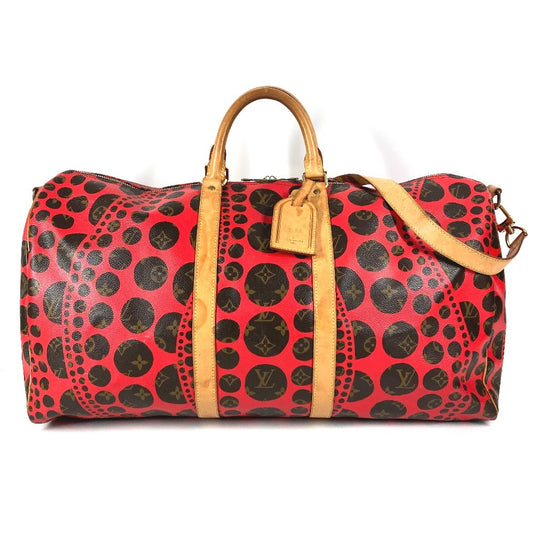 LOUIS VUITTON M40695 モノグラム パンプキン ドット LV×YK キーポルバンドリエール55 旅行バッグ トラベルバッグ カバン 2WAYバッグ ショルダーバッグ ボストンバッグ モノグラムキャンバス ユニセックス レッド
