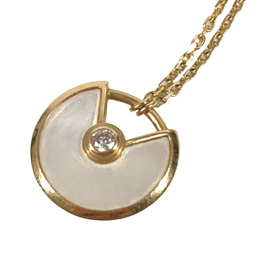 CARTIER マザーオブパール アミュレット ドゥ カルティエ 1Pダイヤ XS チェーンネックレス アクセサリー 18K 金 K18 ネックレス Au750 レディース ゴールド