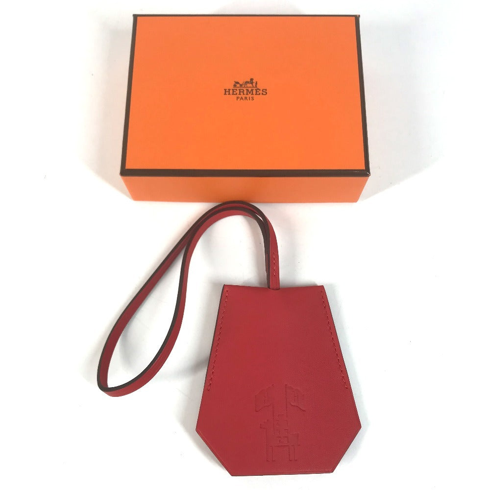 HERMES 2024 Year Gift Clochette Bag Charm Key Holder charm Leather Red Used
