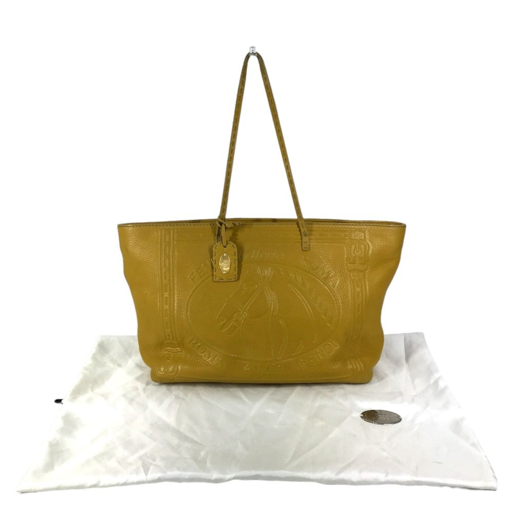 FENDI 8BH185 Selleria logo horse pattern Bag Tote Bag Shoulder Bag Shoulder Bag Leather yellow Used