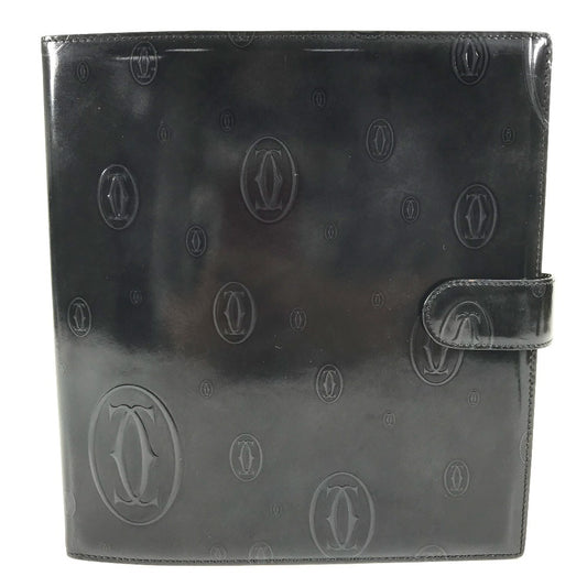 CARTIER Happy Birthday Logo (Extra Large) System Planner Stationery Notepad Notebook cover Leather Black Used