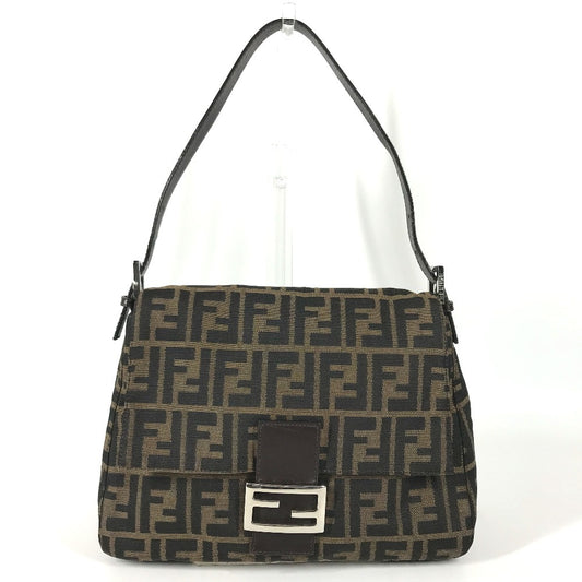 FENDI Mamma Baguette Zucca Logo Mamma Baguette Bag, Tote Bag, Shoulder Bag, Flap Handbag Shoulder Bag Leather/Canvas Brown Used