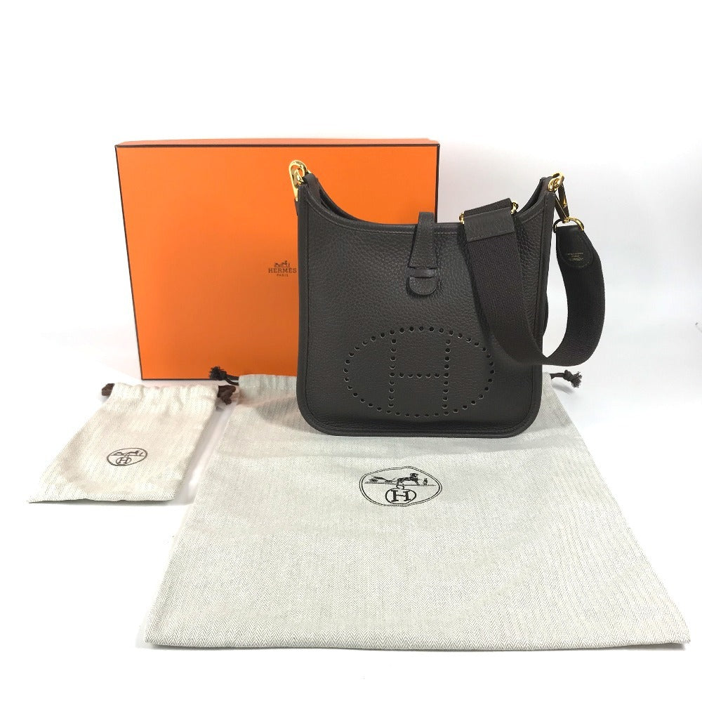 HERMES Evelyne23 Evelyne 23 Crossbody bag with perforated logo Shoulder Bag Taurillon Clemence Evennes Brown/GoldHardware Used