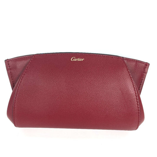 CARTIER Cartier C de Cartier Pouch Bag, makeup pouch, cosmetic pouch Cosmetics Pouch Leather wine-red Used