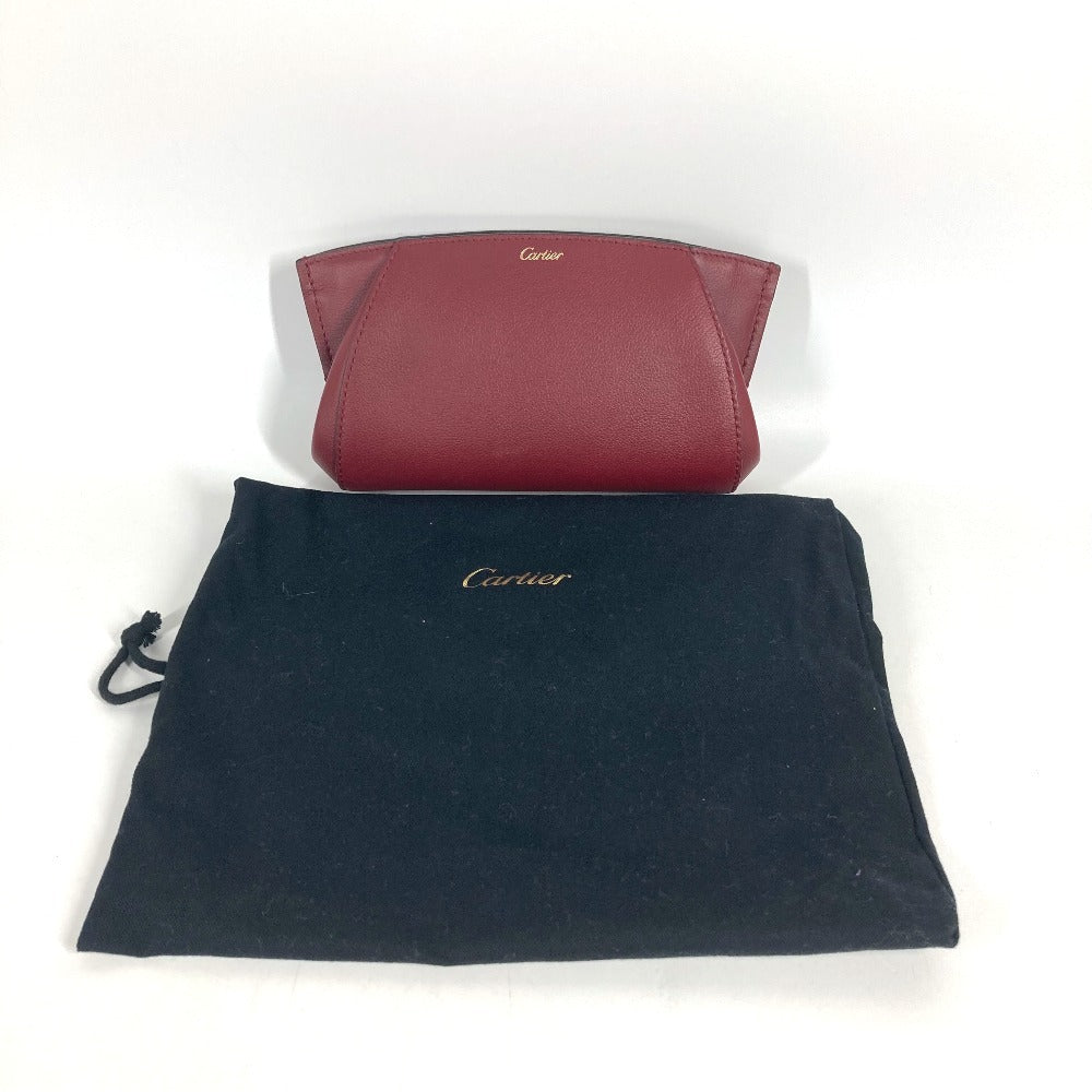 CARTIER Cartier C de Cartier Pouch Bag, makeup pouch, cosmetic pouch Cosmetics Pouch Leather wine-red Used