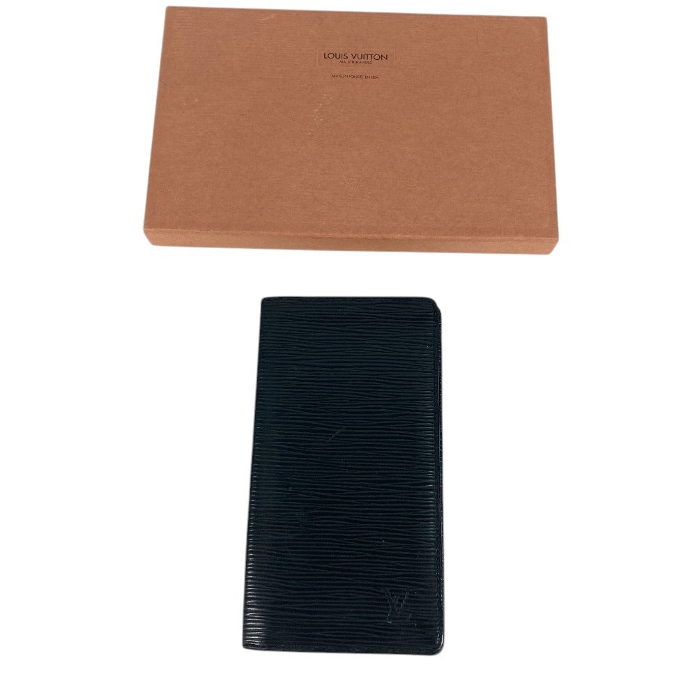 LOUIS VUITTON M63212 Epi Porte Cartes Credit Bill Compartment Long Wallet Epi Leather Noir Black Used