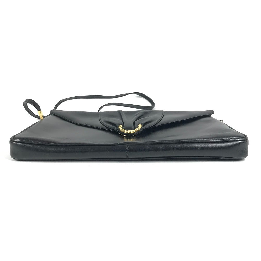 GUCCI 004 056 Vintage Logo Crossbody Pochette Bag Shoulder Bag Leather Unisex Black