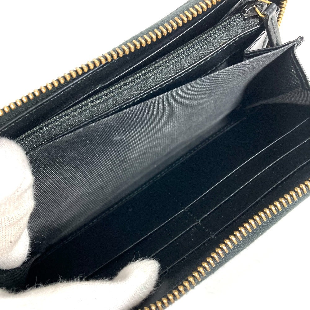GUCCI 547591 Logo Long Wallet Round Zipper Leather Unisex Black