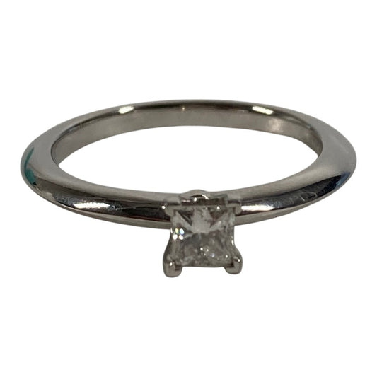 TIFFANY&Co. D0.19ct Diamond Princess Cut Platinum Accessory Jewelry Ring Pt950 Ladies Silver