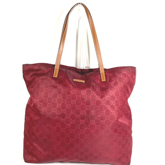 GUCCI 295252 GG ロゴ カバン トートバッグ 肩掛け 縦型トート ショルダーバッグ レザー/ナイロン ユニセックス ワインレッド系
