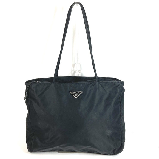 PRADA トライアングルロゴ 三角ロゴ プレート 肩掛け トートバッグ カバン ショルダーバッグ ナイロン ユニセックス ブラック