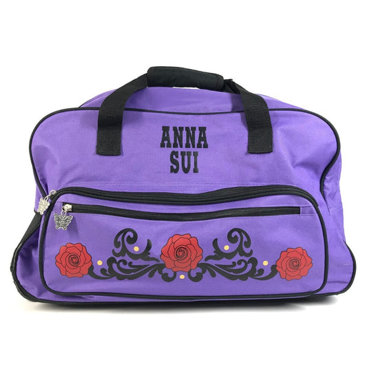 ANNA SUI トラベルバッグ 2輪 バタフライ 蝶 ロゴ スーツケース カバン ボストンバッグ 旅行バッグ キャリーバッグ キャンバス ユニセックス パープル