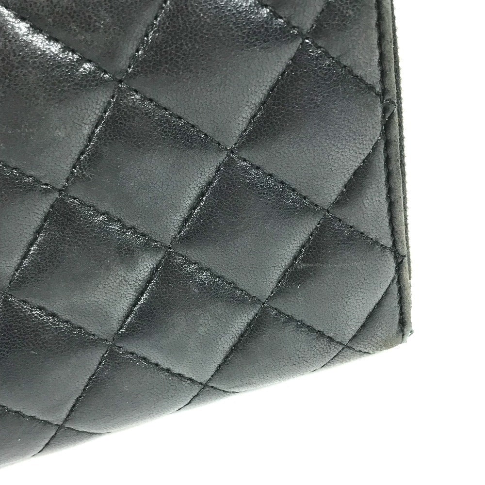 CHANEL 不明 CC CC Mark Logo Matelasse Quilted Zip Around Long Wallet Long Wallet Leather Black Used