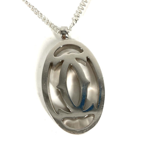 CARTIER T1220148 2C Decor Charm Logo Necklace Choker Chain Necklace Accessory Pendant top Metal Silver Used