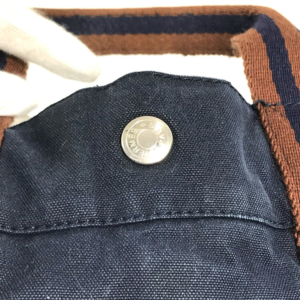 HERMES Fourre ToutMM Fourre Tout MM Bag Tote Bag Hand Bag cotton Navy/Brown Used