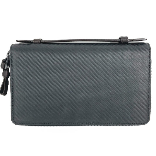 Dunhill Travel Case Hand Bag Wallet Long Wallet Zip Around Long Wallet Leather Black Used