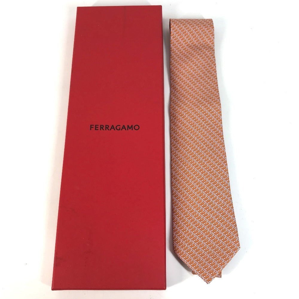 Salvatore Ferragamo Logo: Snake Accessories Necktie silk Orange Used
