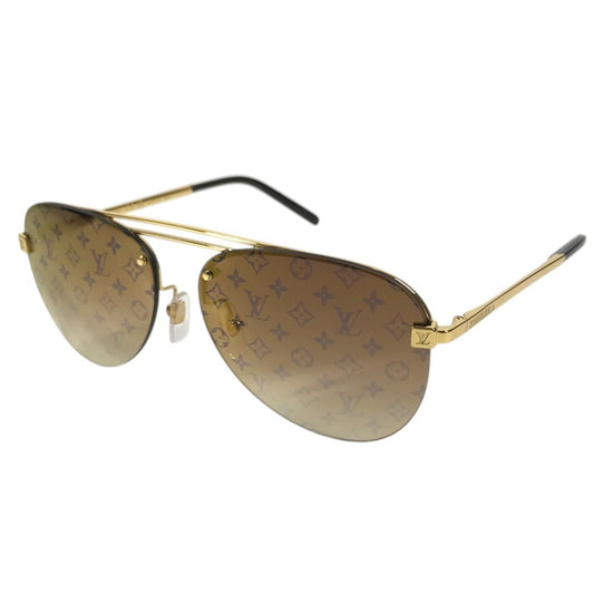 LOUIS VUITTON Z1020E Monogram Clockwise Sunglasses glasses glasses eyewear sunglasses Metal / Plastic Brown/Gold Used