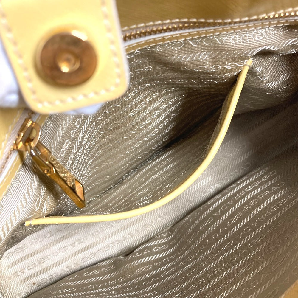 PRADA BN2558 Saffiano Vernis Bag Tote Bag Hand Bag Coated leather yellow Used