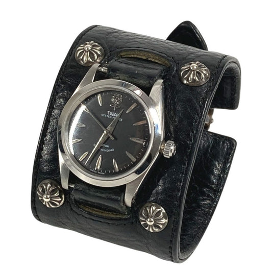 CHROME HEARTS 7964 TUDOR Crossball Gunslinger Dekabara Hand Winding Watch Men's Watch Wristwatch Leather / SS Black/Silver Used